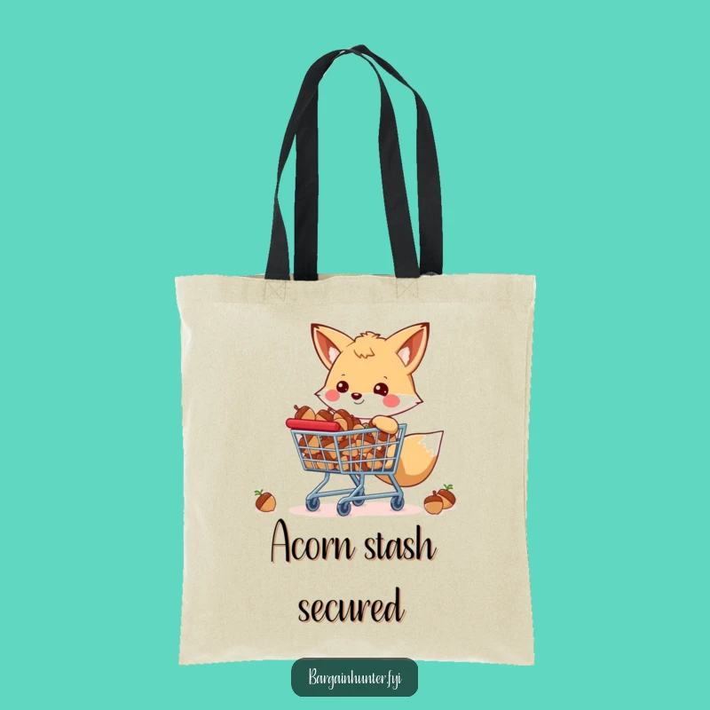 Funny Happy Fox Tote Bag - Acorn Collector's Delight