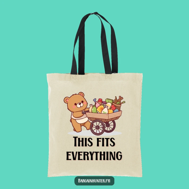 Funny Bear Tote Bag: Overflowing Cart - Great Gift Idea