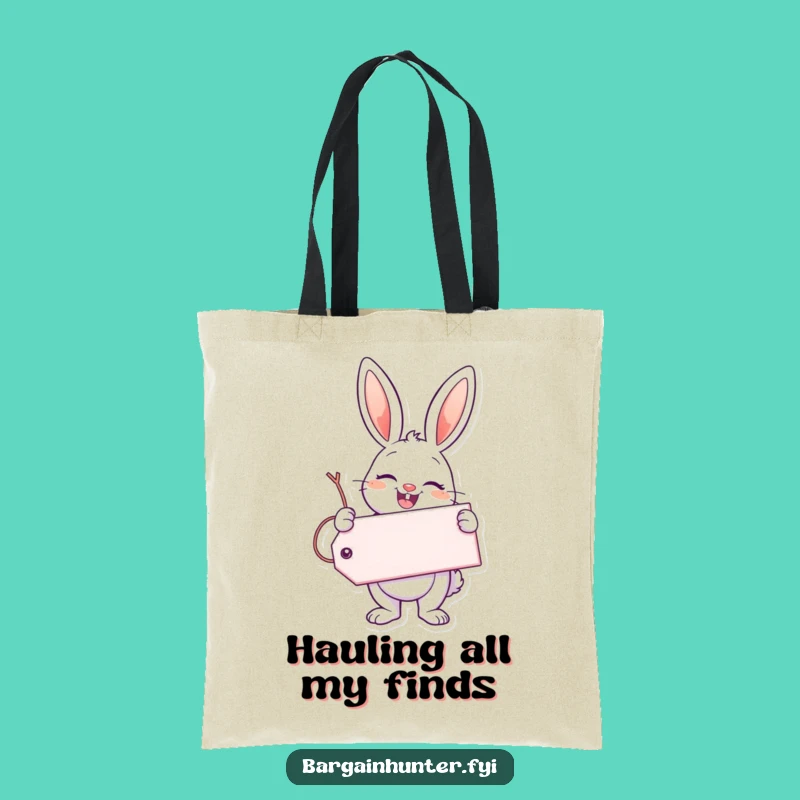 Funny Enthusiastic Bunny Tote Bag: Giant Tag Style, Humorous & Cheerful Gift