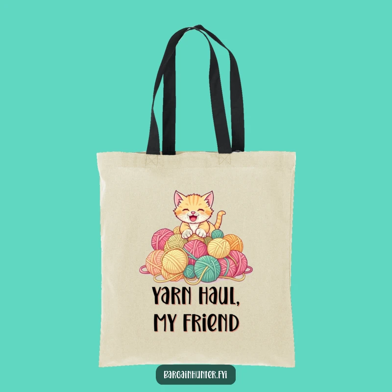 Funny Kitten Yarn Tote Bag - Humorous Gift for Crafters and Cat Parents