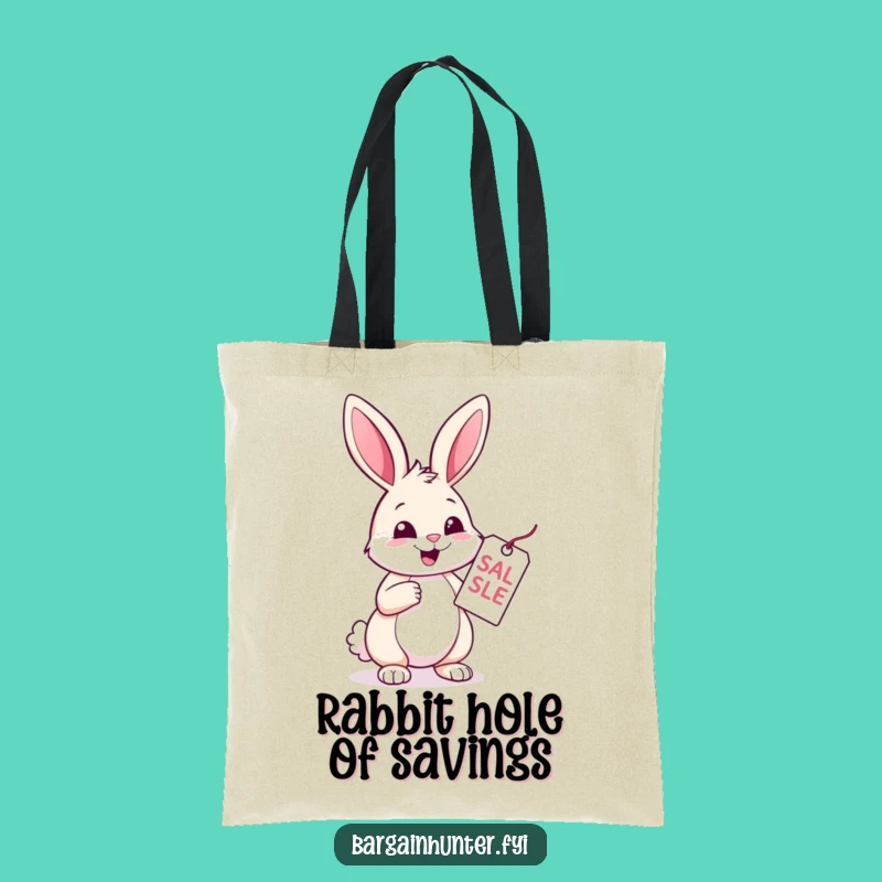 Funny Rabbit Tote Bag: Cheerful Sale Hunter Design, Perfect Gift